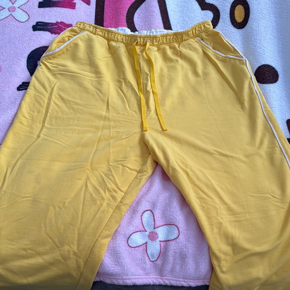 Yellow Jogger Pants with White Trim